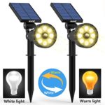 Solar Lights Outdoor Upgraded Motion Sensor with 8 White and 8Warm LED Solar Spotlight Adjust Wall Light Landscape Security Lighting Auto On/Off for Patio Yard Garden Driveway Pathway Pool Area(Pack2）