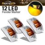 Partsam 4x Sealed Chrome Armored LED Trailer Clearance and Side Marker Light 12LED Amber