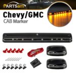 Partsam 3PCS Clear Lens Amber Yellow 12 LED Cab Roof Top Clearance Marker Lights for 2007 – 2014 Chevy Silverado/GMC Sierra 2500 3500