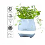 JULED Music Flowerpot, Touch Plant Piano Music Playing Flowerpot Smart Multi-color LED Light Round Plant Pots Bluetooth Wireless Speaker whitout Plants (Blue)