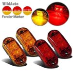 NAT 2.5″ Side Marker – Clearance Light – Waterproof – 2 Diodes 12V/24V – Oval LED – for Truck Trailer – 4Pcs (Red+Yellow)