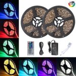 [Upgrade] New Targherle LED Light Strip Kit, 32.8ft/10M SMD5050 IP65 Waterproof Light Strip with 44 Key Remote RGB Controller, Extra Adhesive 3M Sponge Tape, Power Supply for Indoor and Outdoor