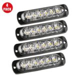 LinkStyle 4 Packs Truck Bed Lights Waterproof LED Warning Strobe Lights Amber 6 LED Car Truck Emergency Beacon Warning Hazard Flash Strobe Light Bar