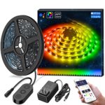 DreamColor Music LED Strip Lights Built-in Digital IC,MINGER 16.4ft Sync to Music Waterproof RGB Rope Light with APP, 12V 5050 RGB Flexible Strip Lighting for Indoor Home Kitchen Bedroom Holiday Party