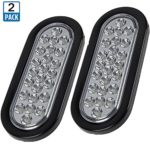 NEW SUN 6″ Oval Stop Tail Brake Lights 24 LEDs Clearance Lights for Truck RV Boat Trailer – Surface Mount – Waterproof – White Lens – 2 Pack