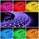 RGB LED Strip Light Kit, Quntis Outdoor 12V 16.4FT SMD 5050 300 LEDs Flexible String Lights Color Changing Decor Rope Lights with 44 Key Remote and Power Supply for Home Kitchen Garden Holiday