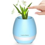 I-pure items Plant Pots,Music Flower Pot Smart Wireless Speaker Touch Plant Play Piano Music with Night Light (without Plant) (blue)