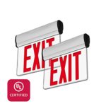 LFI Lights – 2 Pack – UL Certified – Hardwired Red LED Edge Light Exit Sign – Rotating Panel Battery Backup – ELRTRx2
