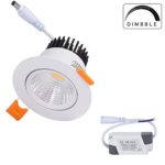 Dimmable 5W 2.5in Recessed COB LED Downlight, 6000K Warm White Ceiling Light with Driver