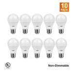 LUNO A19 Non-Dimmable LED Bulb, 9.0W (60W Equivalent), 800 Lumens, 2700K (Soft White), Medium Base (E26), UL Certified (10-Pack)