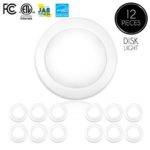 Parmida (12 Pack) 5/6” Dimmable LED Disk Light Flush Mount Ceiling Fixture, 15W (120W Replacement), 3000K (Soft White), ENERGY STAR, Installs into Junction Box Or Recessed Can, 1050lm
