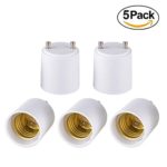 Onite 5 PCS GU24 to E26 E27 Adapter for LED Bulb, Converts your Pin Base Fixture to Standard Screw-in Lamp Socket