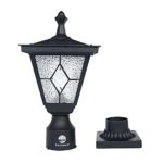 Kemeco SP4220Q LED Cast Aluminum Diamond Glass Solar Post Light Fixture with 3-Inch Fitter Base for Outdoor Garden Post Pole Mount