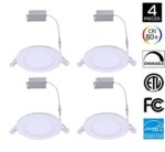 4Pack 6inch 12W Round White Trim Panel Ceiling Light Fixture 5000K Daylight White,1000LM, ETL Approved, With Junction Box