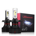 Alla Lighting UM-2018 Newest Version 8000 Lumens Extremely Super Bright Cool White High Power Mini H4 9003 HB2 LED Headlight Bulb Dual High Low Beam All-in-One Conversion Kits Headlamps Bulbs Lamps
