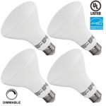 TORCHSTAR 4 PACK BR30 LED Light Bulb, 11W (65W Equivalent), Dimmable,5000K Daylight, 850lm, E26 Base, Wide Flood Bulb UL Listed, Great for Kitchen, Hallways, Bedrooms, Track Lighting, 3 YEARS WARRANTY