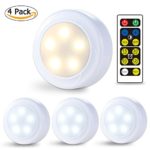Litake Wireless LED Puck Lights, Remote Control Kitchen Under Cabinet Lighting, Dimmable 7000K Cool/3000K Warm White Light Battery Powered Closet Lights-4 Pack