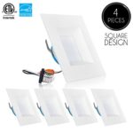 Parmida (4 Pack) 6 inch Dimmable LED Square Retrofit Recessed Downlight, 12W (100W Replacement), 950lm, 4000K (Cool White), ENERGY STAR & ETL, LED Ceiling Can Light, LED Trim