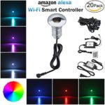 Alexa Compatible Soffit Lighting Kit, FVTLED 20pcs Low Voltage Lighting Dimmable LED Light Outdoor WiFi Remote Control Light Work with Alexa Google Home IFTTT