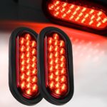 NEW SUN 2pc Trailer Taillights Brake Light 6 Inch Oval 24 LEDs – Stop Turn Signal Lights for RV Camper Trucks – Flush Mount – Red Lens