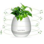 I-pure items Plant Pots,Music Flower Pot Smart Wireless Speaker Touch Plant Play Piano Music with Night Light (without Plant)(White)