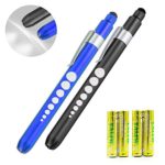 Pen Light, Escolite LED Penlight Medical with Pupil Guage for Doctors Nurses White Blue and Black