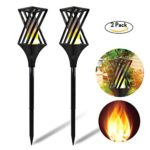 WallyDeals 32.5 inch Solar Flame Lights Outdoor Waterproof Flicker Torch Light Landscape Decor Dusk to Dawn Auto On/Off Security Path Lights for Garden Patio Deck Yard Driveway -(Pack of 2)