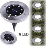 Wotryit LED Solar Power Buried Light Ground Lamp Outdoor Path Light Spot Lamp Yard Garden Lawn Landscape Decking Waterproof (8 LED, Warm White)