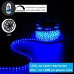 shine decor dimmable Led Strip Lights, Rope Light, High voltage110V-120V, SMD 2835 60Led/M, 50ft/roll, Blue, With plastic tube cover, flexible indoor/outdoor use, Accessories included
