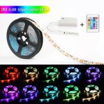 Led Light Strip Battery Powered，MEILLY RGB 2M / 6.6FT 60pcs 5050 Leds Strip Light IP65 Waterproof Flexible Rope Lights, Color Changing Strip Lightings with 24 Key Remote Control ( Blue Green Red)