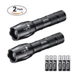 swiftrans Tactical Flashlight, Ultra Bright LED Flashlight with Adjustable Focus and 5 Light Modes – Zoomable, IPX4 Water-Proof, High Lumens Cree XML T6 LED, 6 AAA Batteries Included (4 Pack)