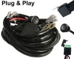 AutoSonic LED Wiring Harness 2 Lead Heavy Duty for LED Light Bar Work Light, 12V 40A Relay, Fuse and On-off switch button included, Life Time Warranty