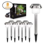 Solar Garden Lights Outdoor, Waterproof Solar Powered Stainless Steel for Pathway, Walkway, Patio and Landscape Led Lighting 8-Pack