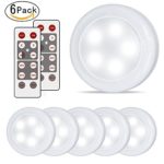 Lifeholder 6 Pack Led Puck Lights, Timer Wireless Kitchen Under Cabinet Lighting, Battery Powered led puck light with Remote Control for Kitchen Under Counter Nursery Bedroom Hallway Stairs