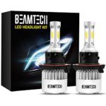 BEAMTECH H13 LED Headlight Bulbs, 6500K 8000 Lumens Extremely Super Bright 9008 Hi/Low COB LED Chips Conversion Kit,Xenon White