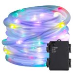 LE 16.5ft 50 LEDs Rope String Lights, RGB, Waterproof, Battery Power, Portable, Christmas Tree, Thanksgiving, Wedding, Party, Garden, Lawn, Patio, Outdoor Decoration