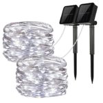 Solar String Lights, 2 Pack 100 LED Solar Fairy Lights 33 feet 8 Modes Copper Wire Lights Waterproof Outdoor String Lights for Garden Patio Gate Yard Party Wedding Indoor Bedroom Cool White – LiyanQ