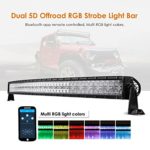Auxbeam 52 Inch LED Light Bar RGB Multi-color Curved LED Bar 5D V Series 300W Off road Driving light CREE LEDs Spot Flood Combo Beam