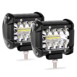 2pcs 4 inch LED Light Pods Triple Row LED Light Bar Spot Flood Combo Beam Fog Lights Waterproof LED Cubes Offroad Driving Lights for Truck Jeep UTV ATV Motorcycle Marine