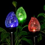GIGALUMI Solar Lights Outdoor, Cracked Glass Flame shaped Dual LED Garden Lights, Landscape/Pathway Lights for Path, Patio, Yard-Color Changing and White-3 Pack