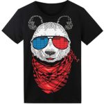 LED T Shirt Sound Activated Funny Shirts Light Up Equalizer Animation Clothes Fancy Dress for Party Hiphop Halloween Concert Cosplay Birthday Gift with Panda Design, Bonus Glow Bracelet