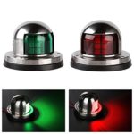 LeaningTech One Pair Marine Boat Yacht Light 12V Stainless Steel LED Bow Navigation Lights Pontoons Sailing Signal Lights (Red & Green )