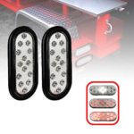 CZC AUTO 2PCS 12V 6″ Seal LED Oval Trailer Light with Back-up/Tail/Flash Turning/Stop Function White/Red/Bright Red Lighting Mode, DOT Certificated Pigtail Grommet Included for Trailer Truck Boat