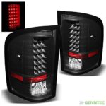 Xtune For 2007-2013 Silverado Black LED Perform Tail Lights Rear Brake Lamps Upgrade Pair L+R/2008 2009 2010 2011 2012 2013