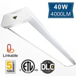 Amico Linkable 4ft LED Garage Shop Lights, LED Wraparound Light Fixture 40W, 4000 Lumens，4 Foot Integrated Low Profile Linear Flushmount Ceiling Lighting (Wraparound 1 Pack, Wraparound 1 Pack)