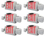 Ciata Lighting LED Red Exit Sign & Emergency Light Combo with Battery Backup (6 Pack)