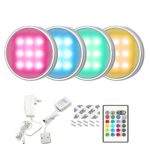 RGB under cabinet lightings, 4 Pack RGBW LED Puck Lights with Remote Control
