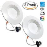 2 PACK 6-inch LED Recessed Retrofit Downlight, 12W (100W Replacement), 5000K, Day White, 1030 Lumens, Round Lens, ETL Listed, EnergyStar, Dimmable