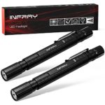INFRAY LED Flashlight, Pocket-Sized Pen light with Super Bright CREE LED, Adjustable Focus High Lumen Pen Flashlight, Portable & Waterproof Small LED Flashlights, Powered By 2AAA Batteries (2PACK)