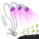 LED Grow light Marijuana – Turandoss Plant Grow Lamps 15 LED Greenhouse Light ,with 360 Degree Adjustable for Home, Garden, indoor plant, Hydroponics, Office (15W, three head, Three on/off Switch)